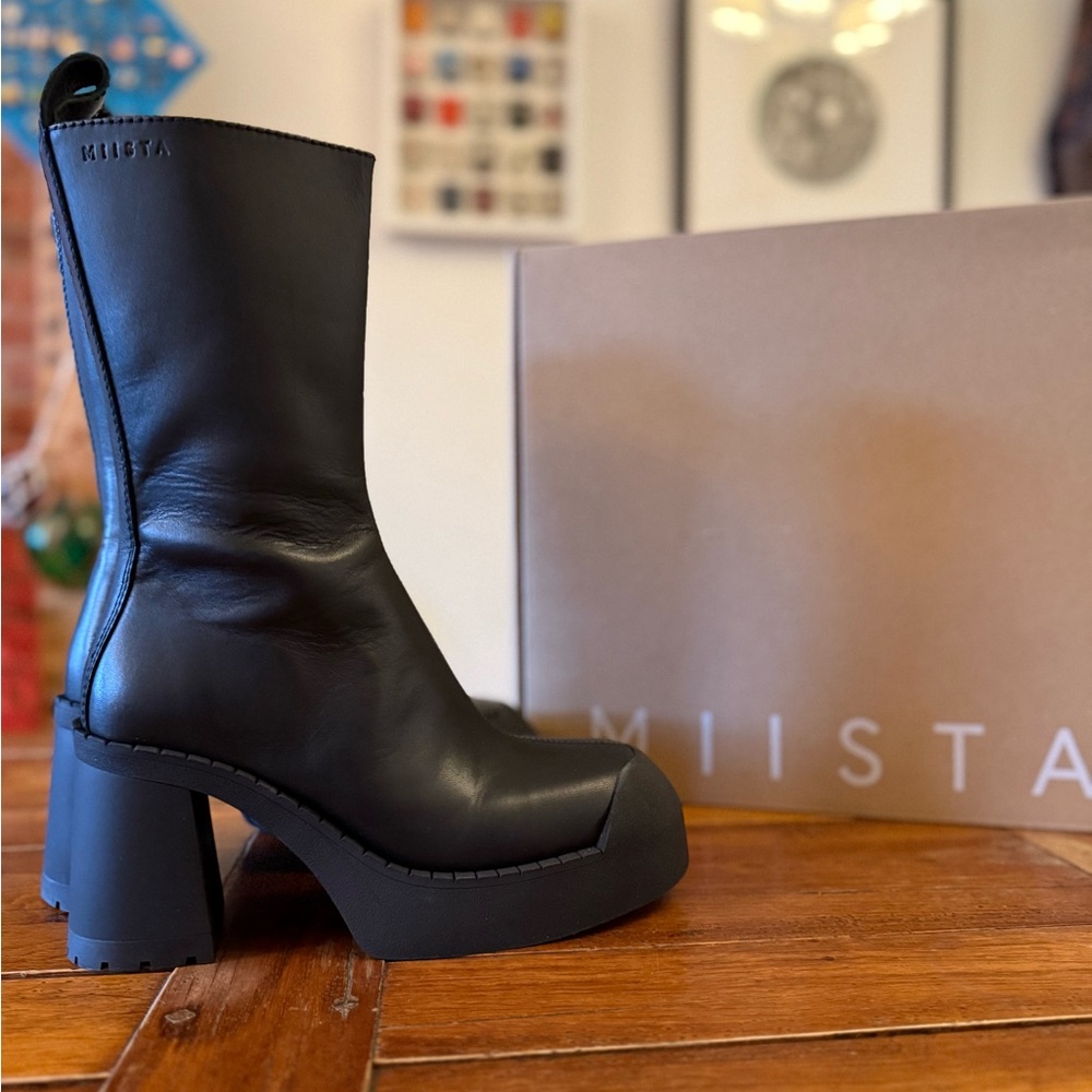 Miista Black Heeled Boots - Brand New - Picture 3 of 15